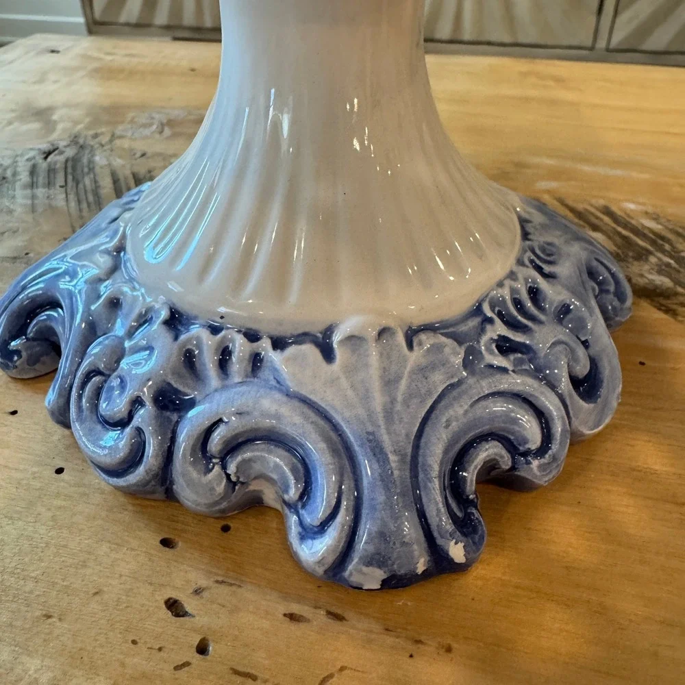 Lanzarin Italian Woven Lattice Ceramic Pedestal Lemon Basket Hand Made in Italy